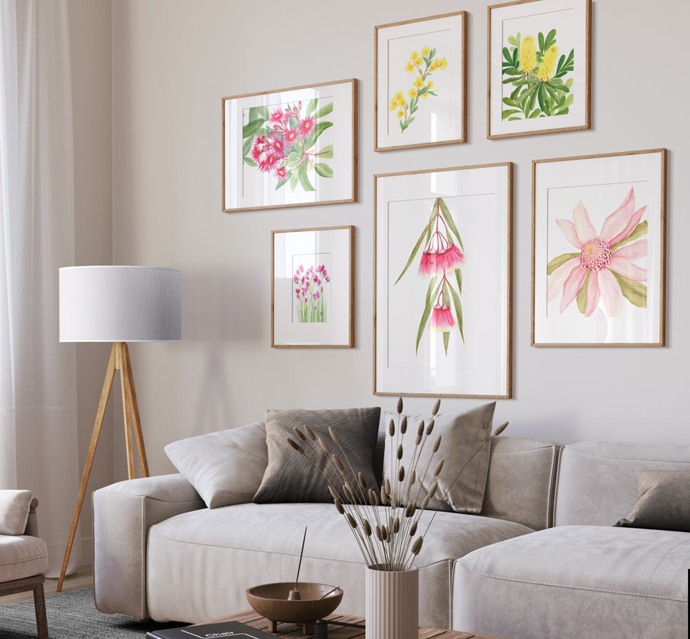 Flowering Gum Cascades | Bright Collection | Watercolour Australian Native Fine Art Print Artwork Frianki