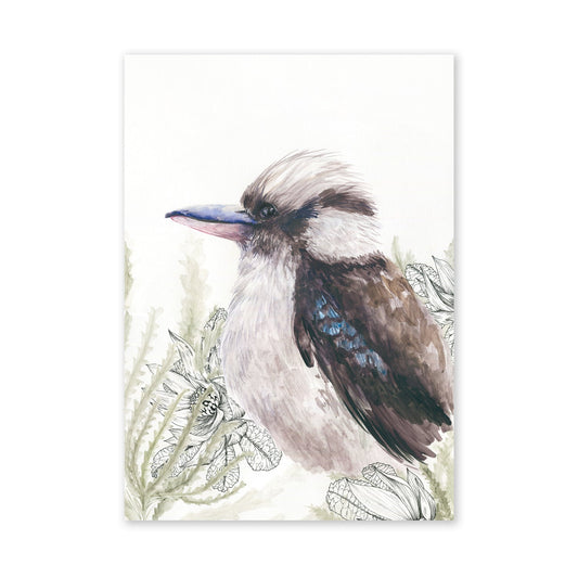 Kookaburra Waratah Serenade | Native Inspirations Collection | Australian Wildlife | Limited Edition Fine Art Print - A3 (29.7 x 42cm)  Artwork Frianki