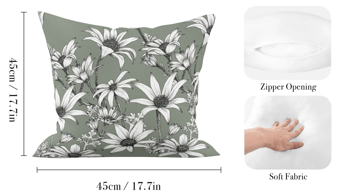 Linen Cushion | Flannel Flower Design