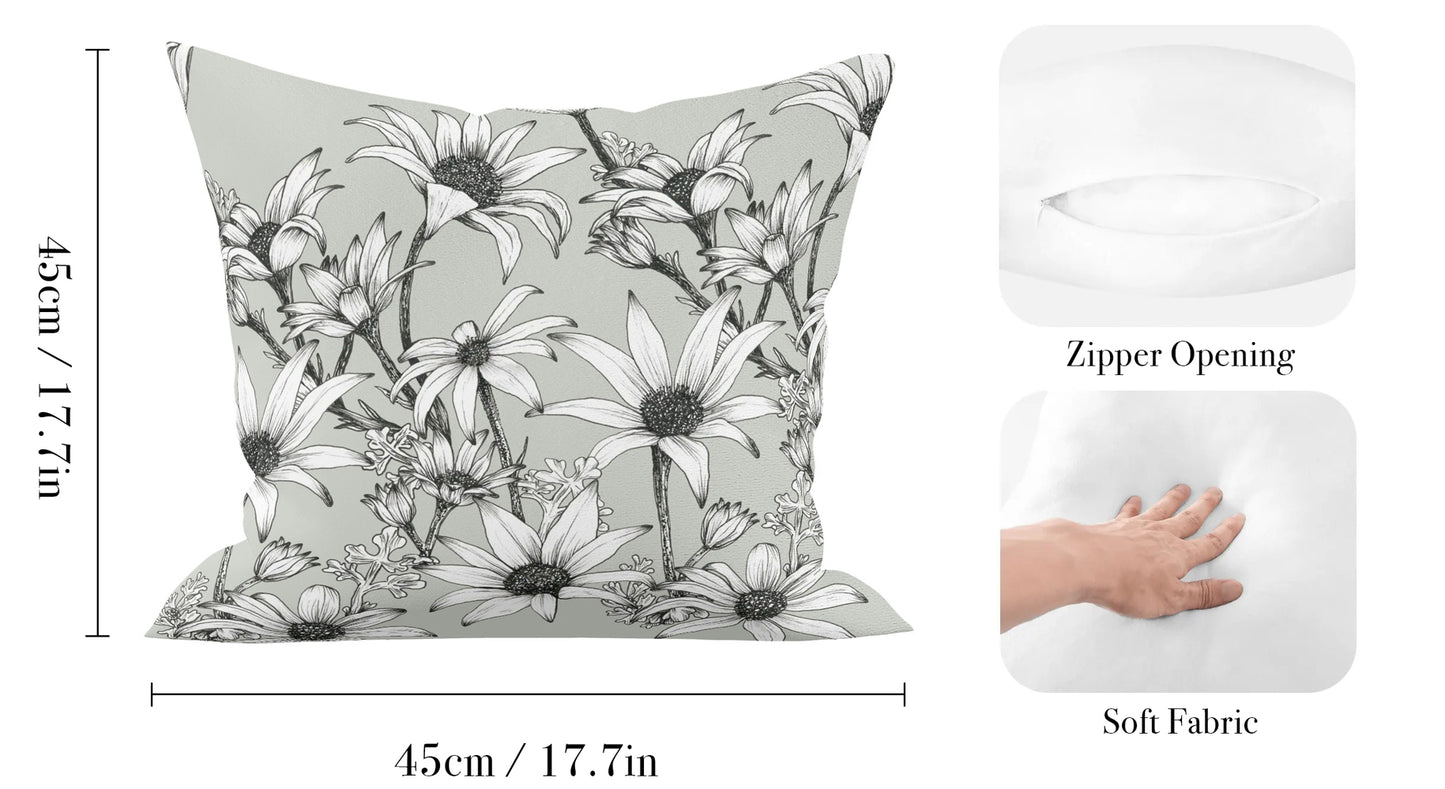 Linen Cushion | Flannel Flower Design