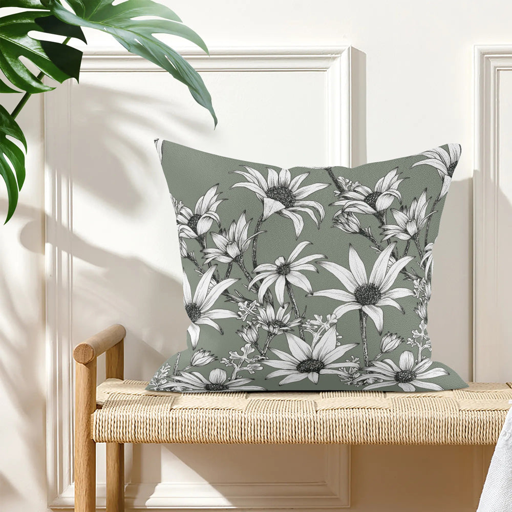 Linen Cushion | Flannel Flower Design