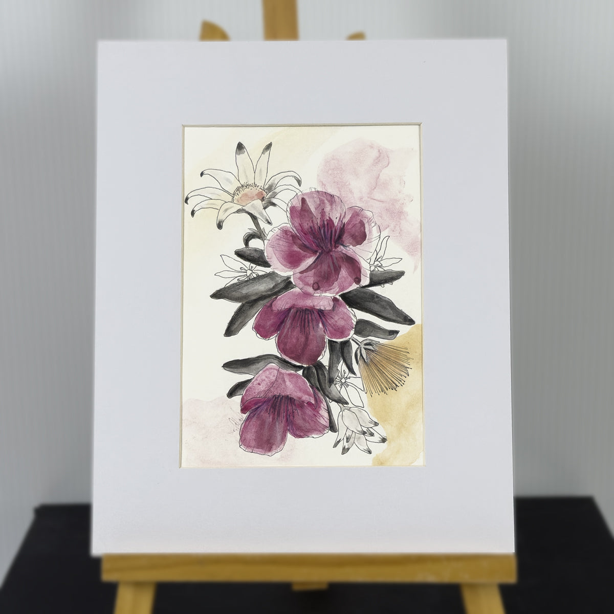 Noir Flannel Flowers & Wisterias | Original Artwork | Watercolour Artwork Frianki