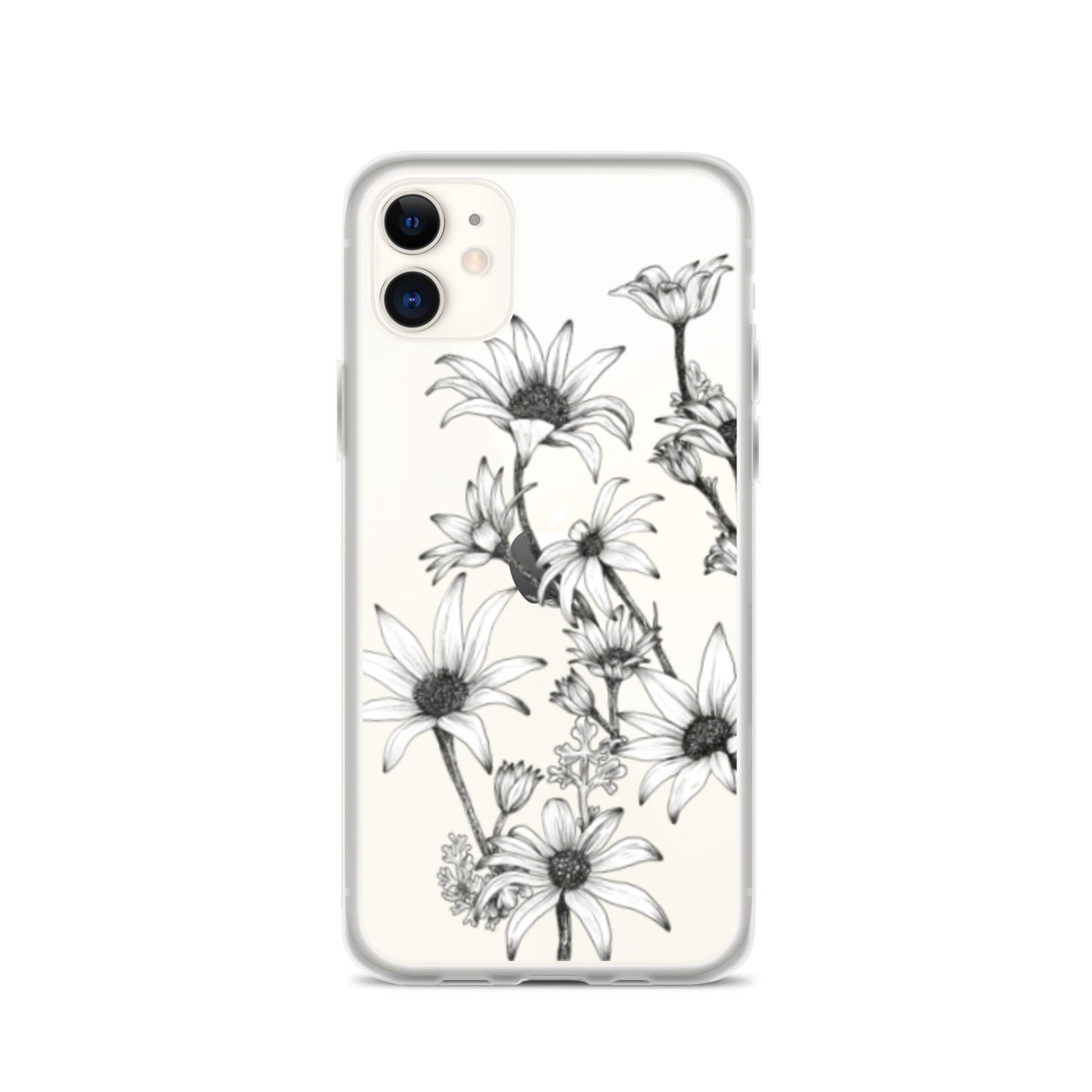 Clear Case for iPhone® X/11/12 Flannel Flower White