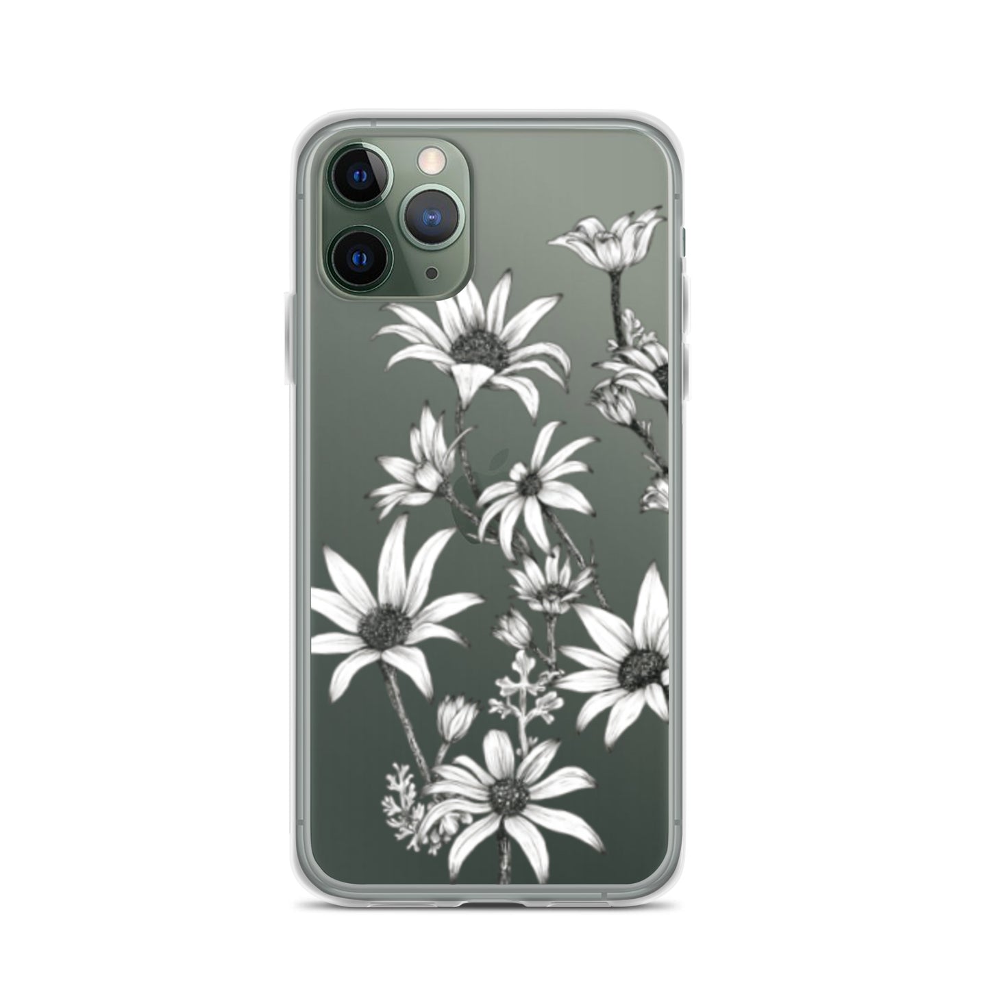 Clear Case for iPhone® X/11/12 Flannel Flower White