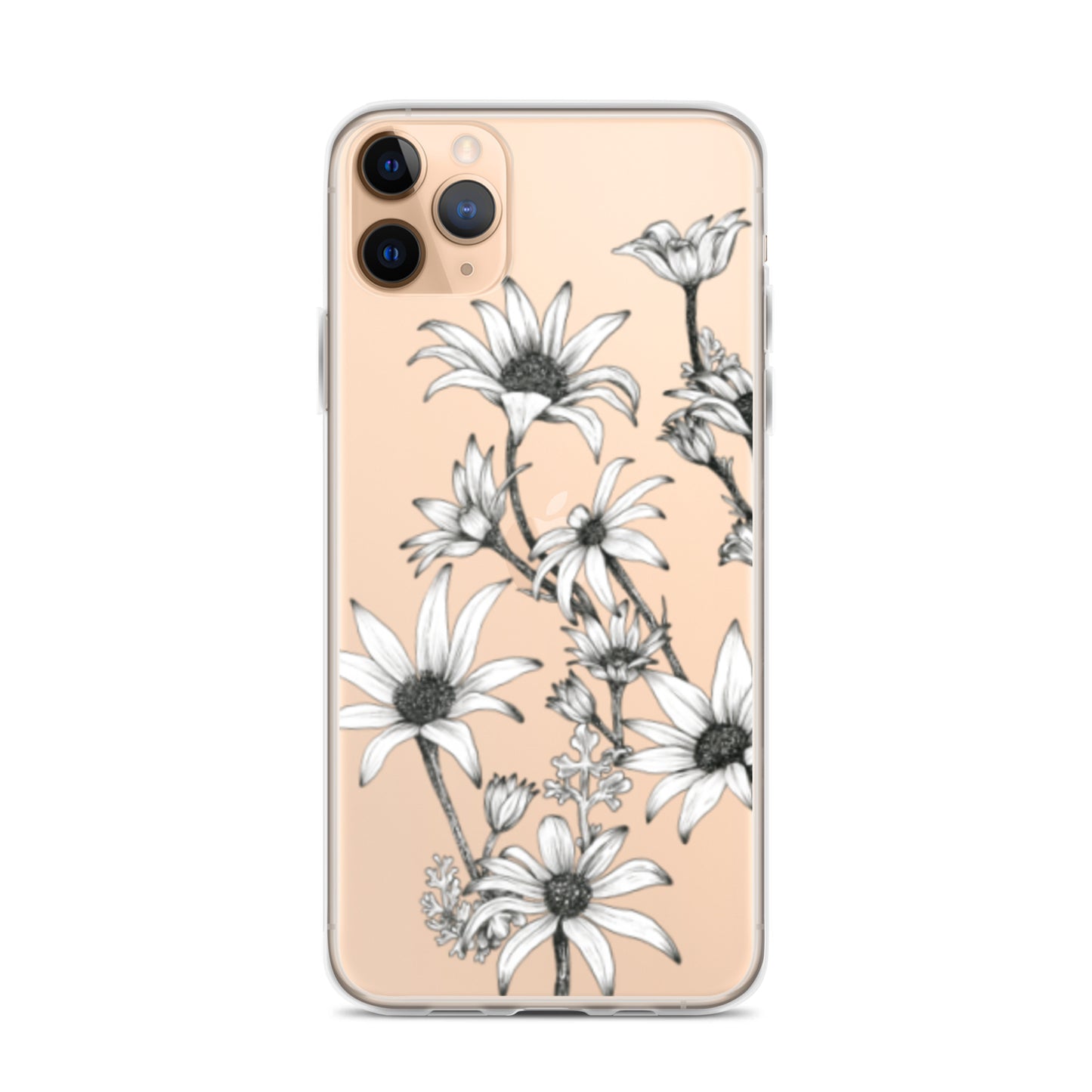 Clear Case for iPhone® X/11/12 Flannel Flower White