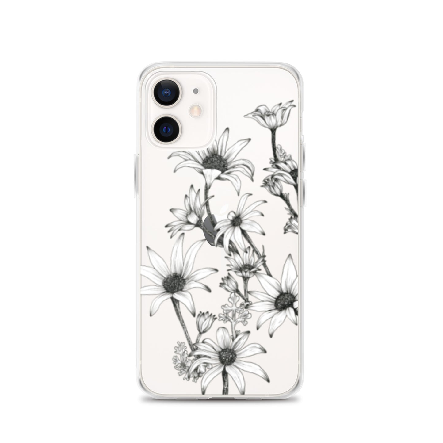 Clear Case for iPhone® X/11/12 Flannel Flower White