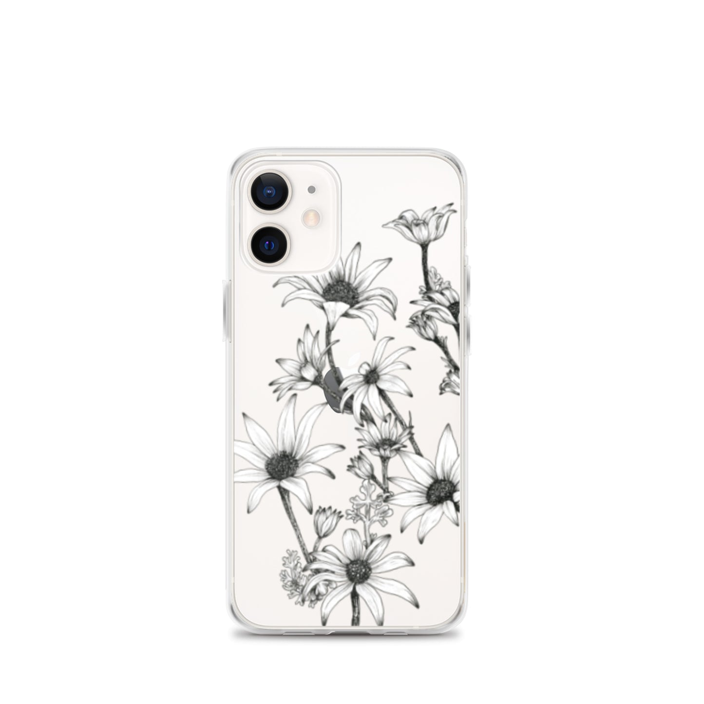 Clear Case for iPhone® X/11/12 Flannel Flower White