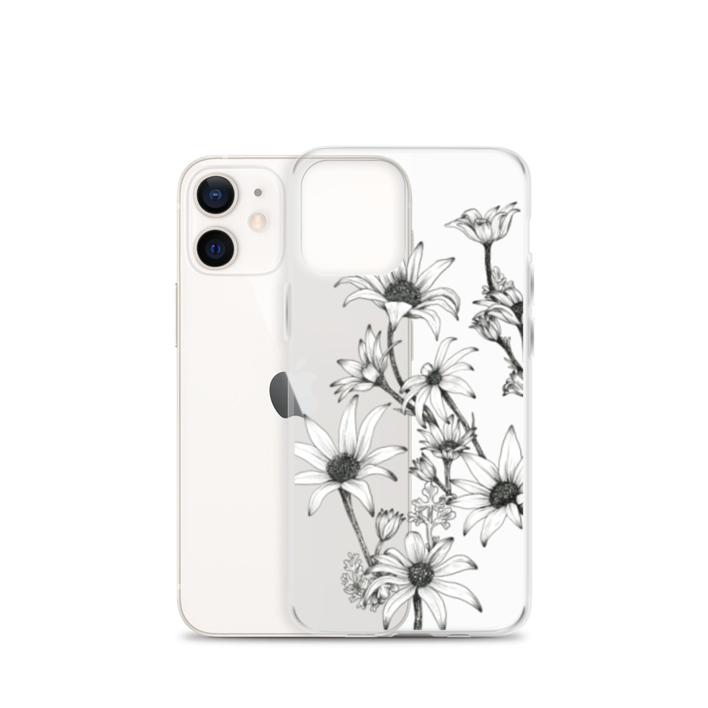 Clear Case for iPhone® X/11/12 Flannel Flower White