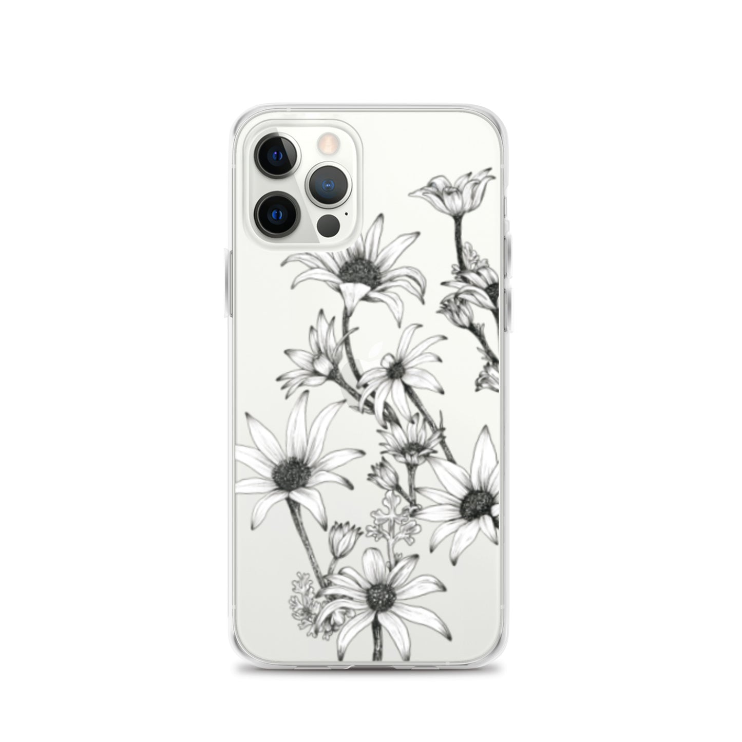 Clear Case for iPhone® X/11/12 Flannel Flower White
