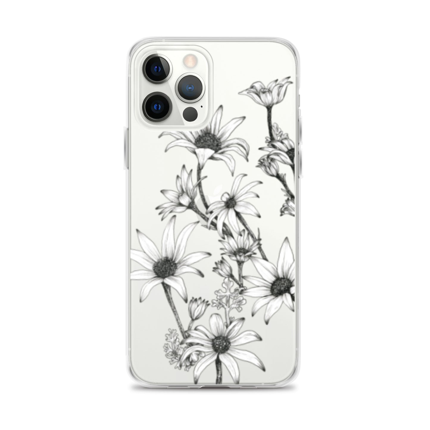 Clear Case for iPhone® X/11/12 Flannel Flower White