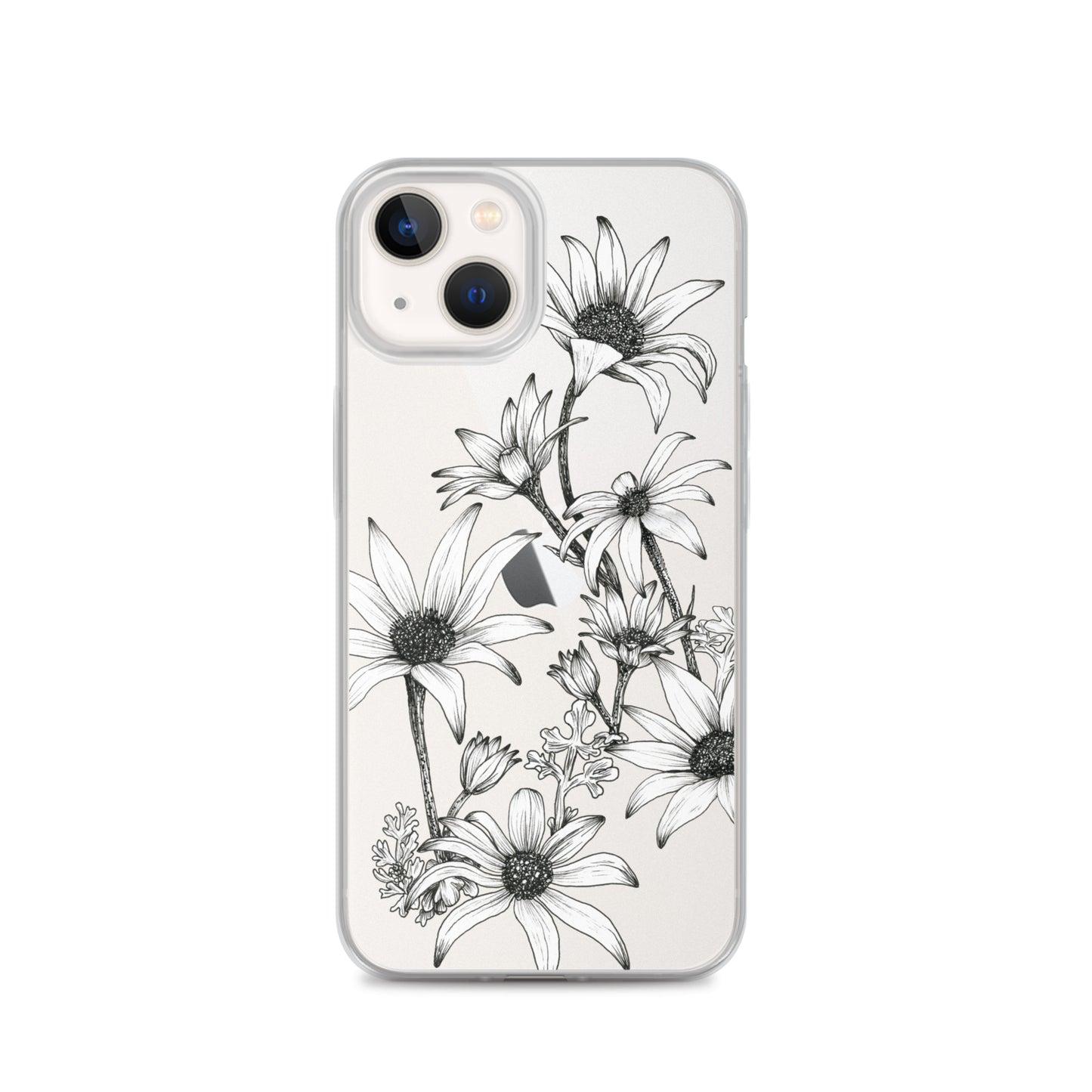 Clear Case for iPhone® 13/14/15 Flannel Flowers