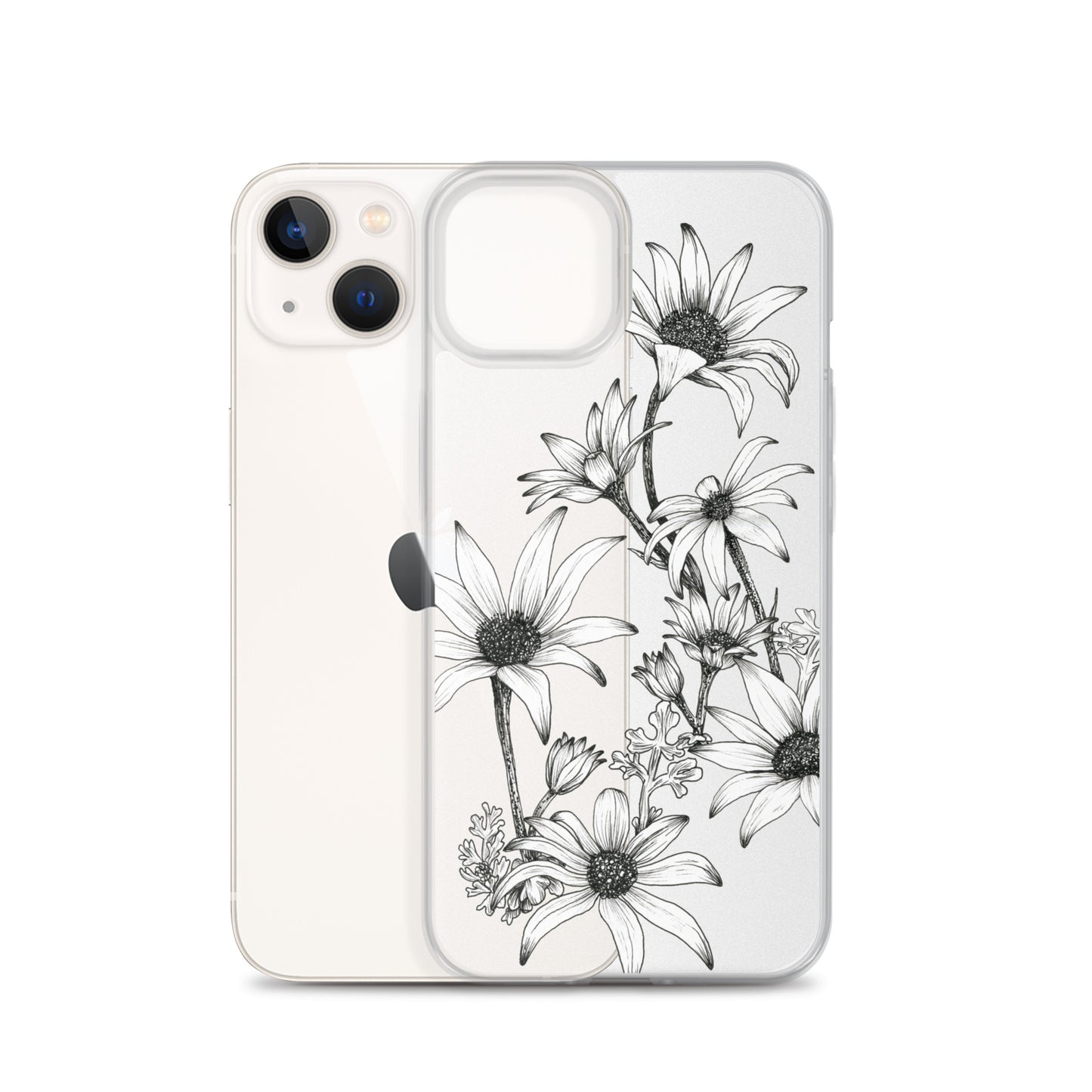 Clear Case for iPhone® 13/14/15 Flannel Flowers