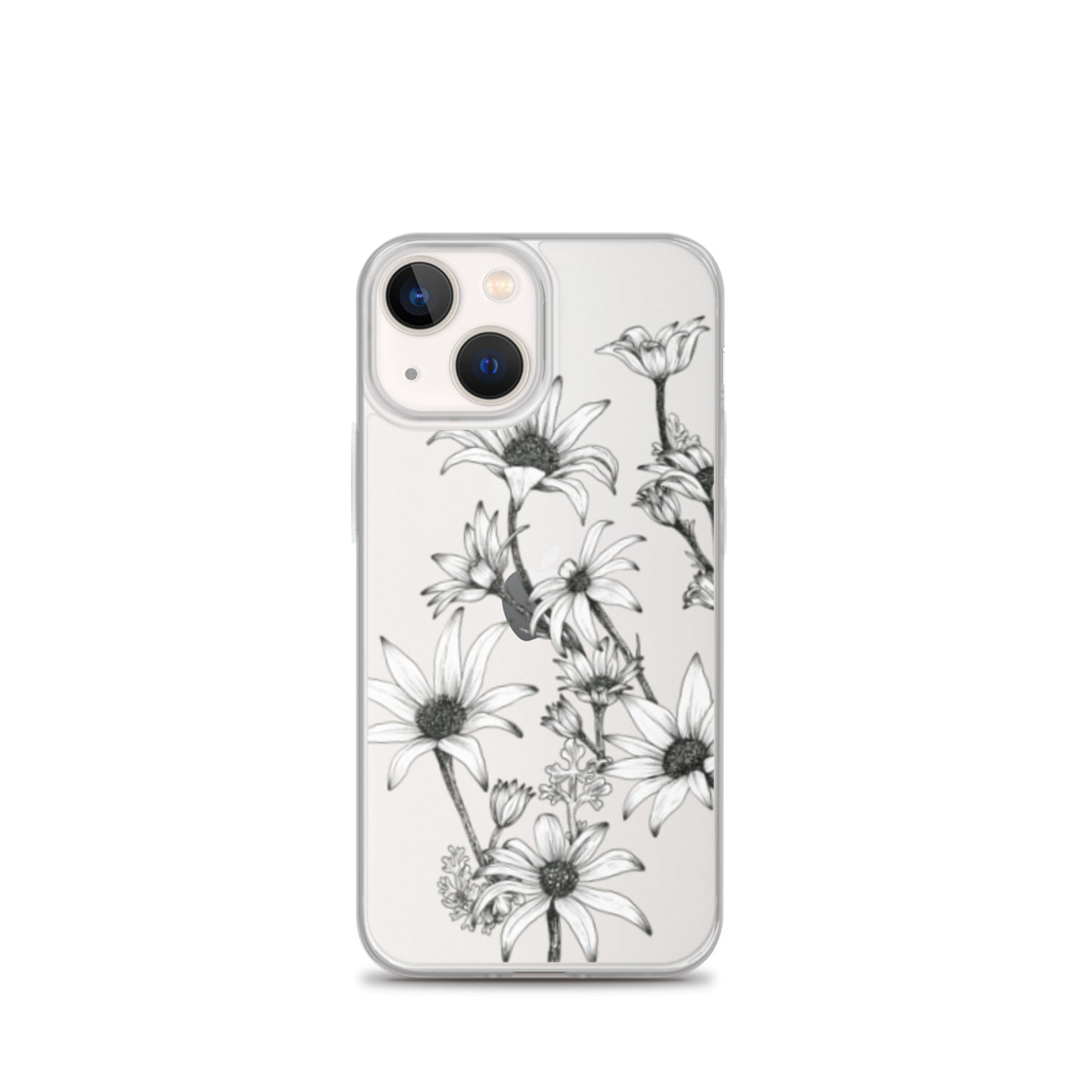 Clear Case for iPhone® X/11/12 Flannel Flower White