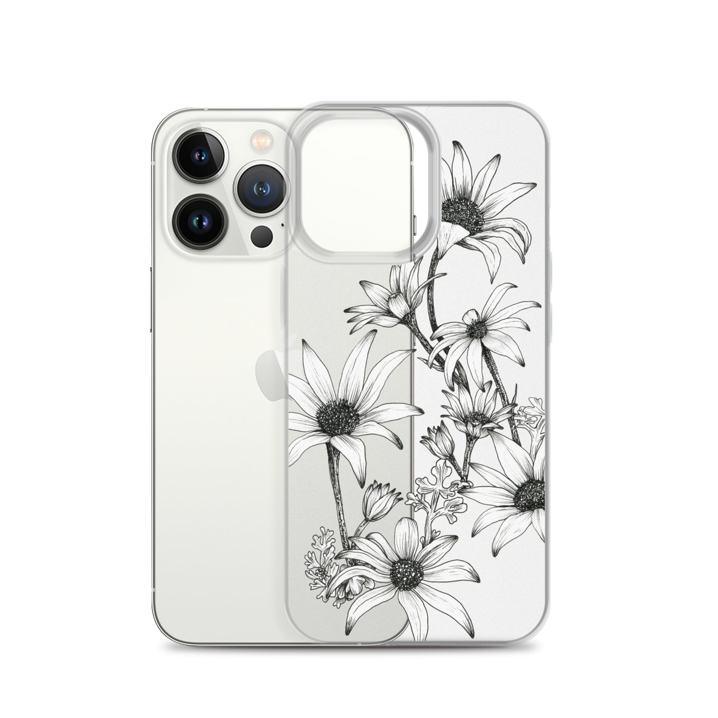 Clear Case for iPhone® 13/14/15 Flannel Flowers