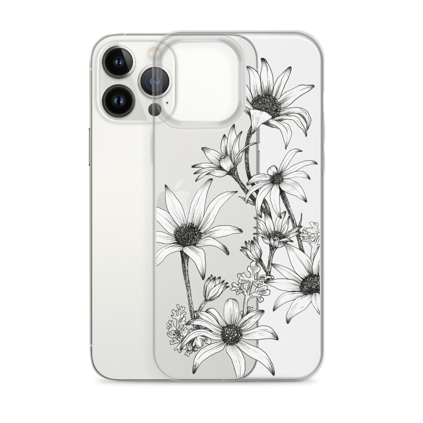 Clear Case for iPhone® 13/14/15 Flannel Flowers