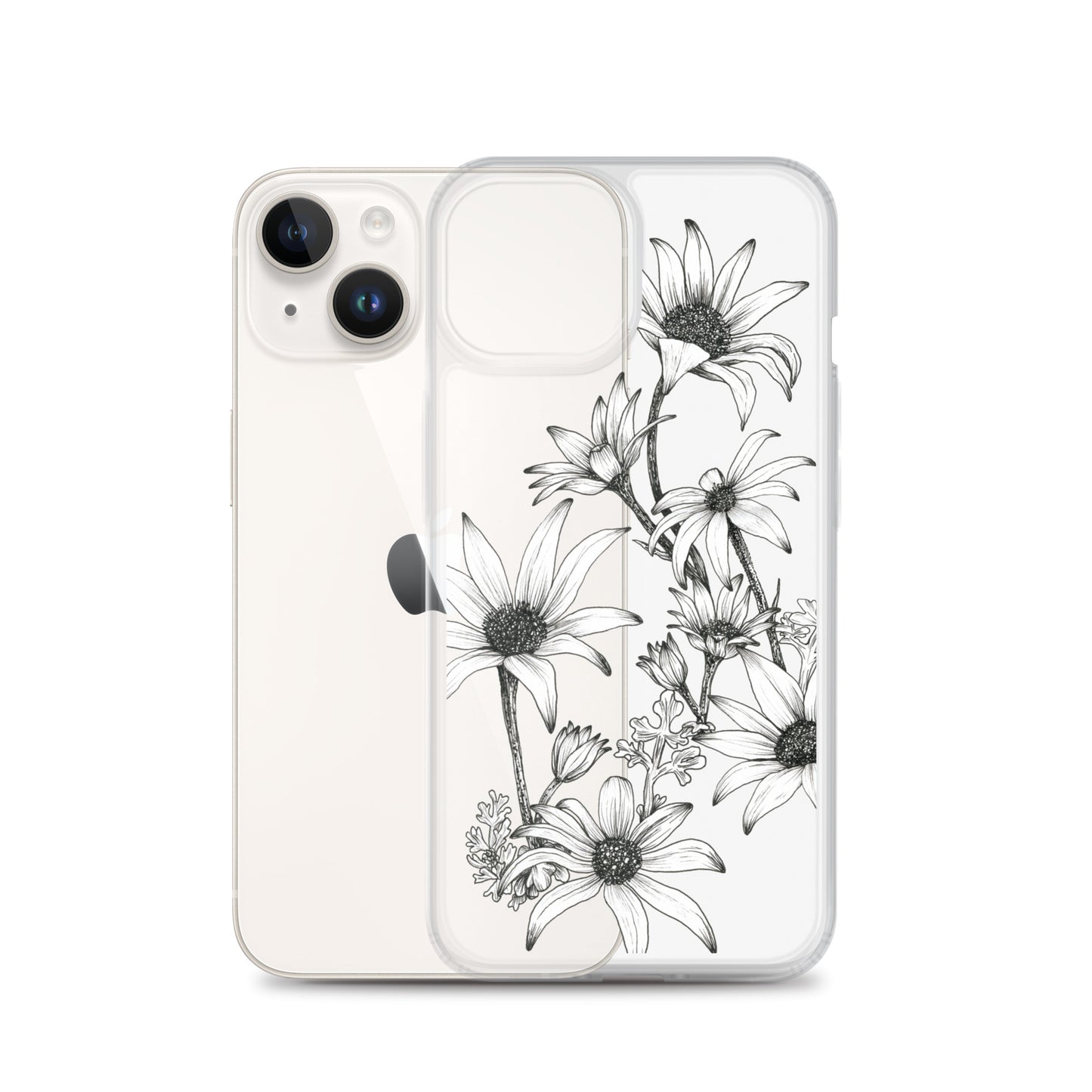 Clear Case for iPhone® 13/14/15 Flannel Flowers