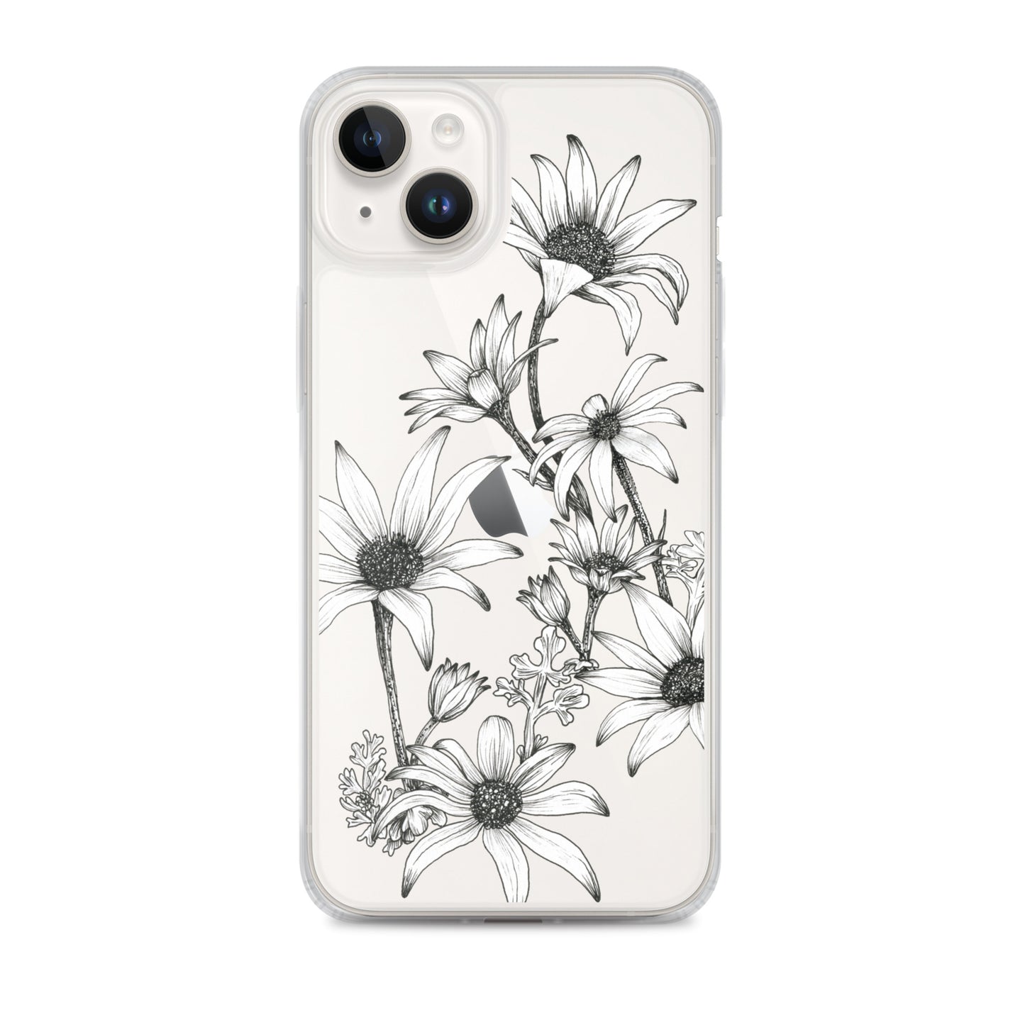 Clear Case for iPhone® 13/14/15 Flannel Flowers