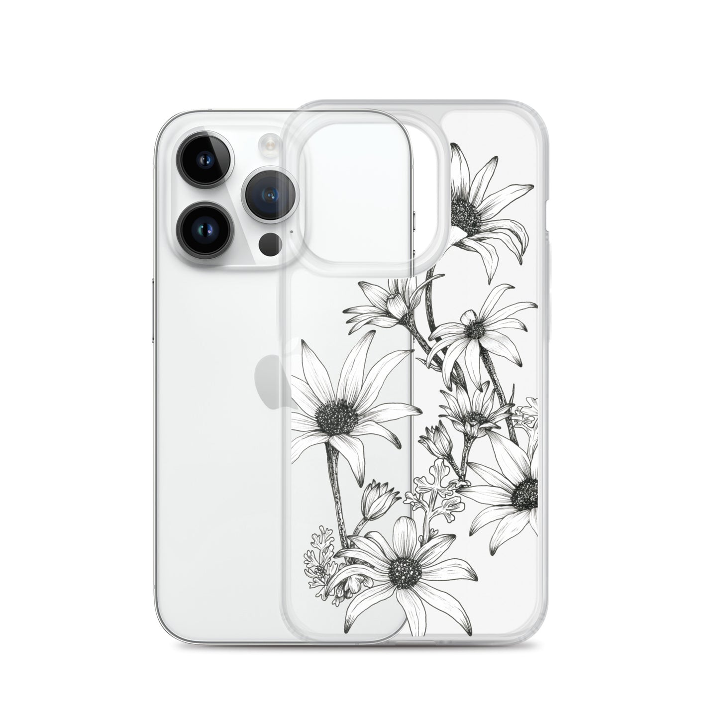 Clear Case for iPhone® 13/14/15 Flannel Flowers
