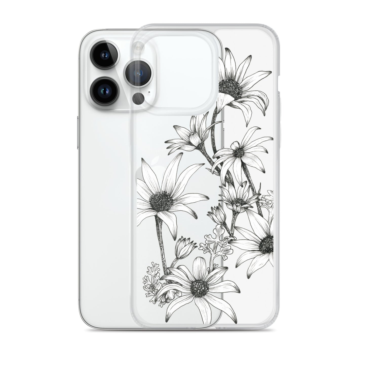 Clear Case for iPhone® 13/14/15 Flannel Flowers