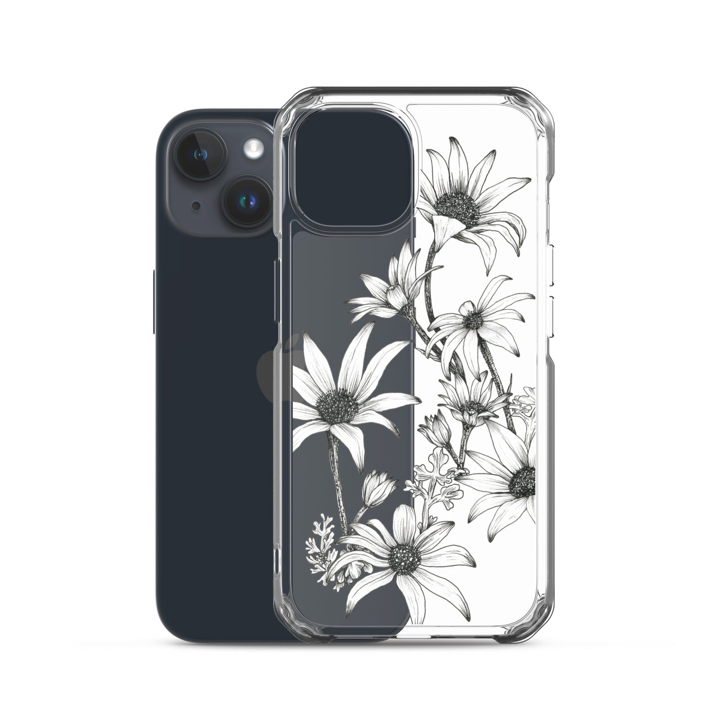 Clear Case for iPhone® 13/14/15 Flannel Flowers
