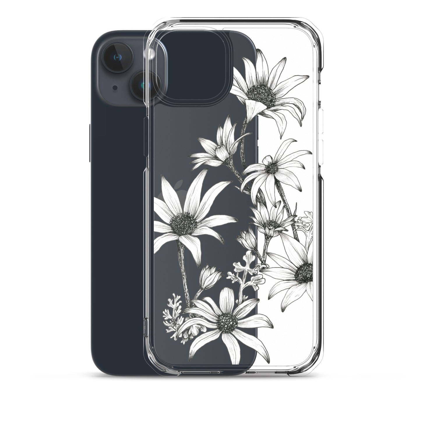 Clear Case for iPhone® 13/14/15 Flannel Flowers