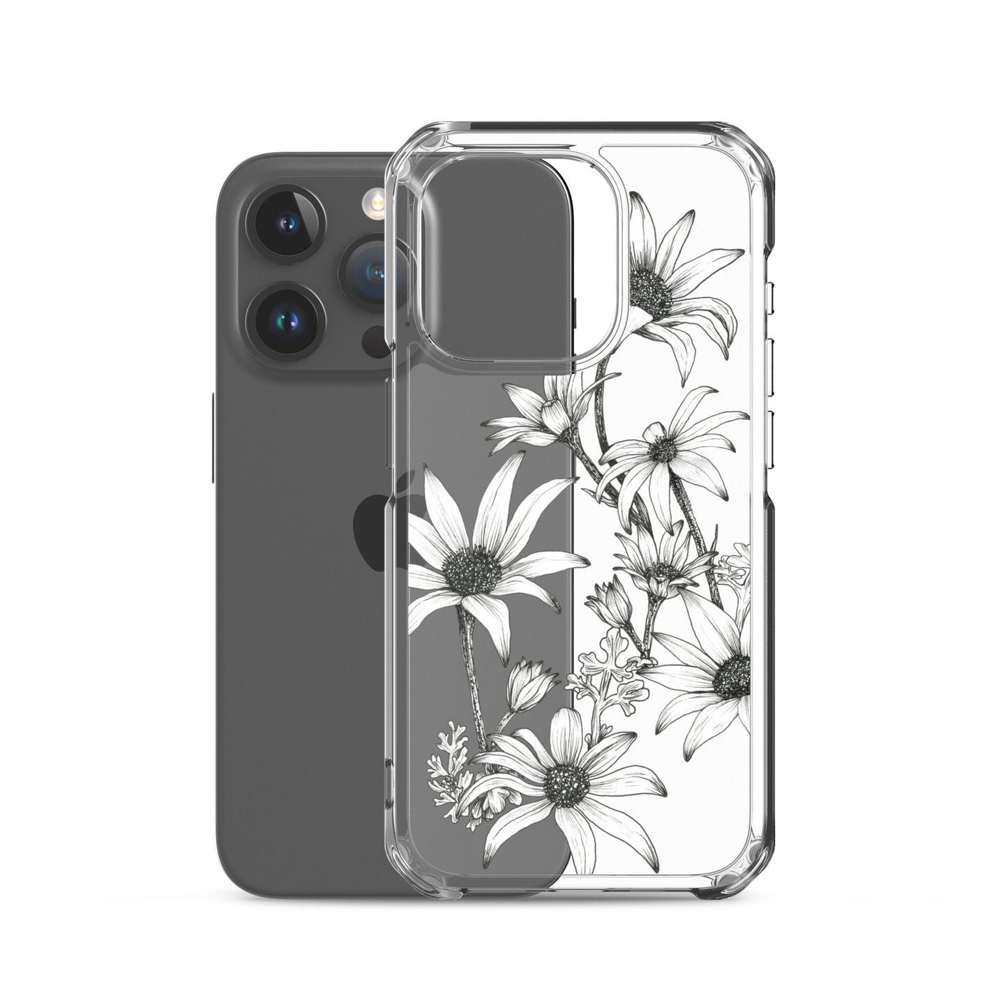 Clear Case for iPhone® 13/14/15 Flannel Flowers