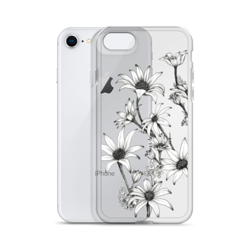 Clear Case for iPhone® X/11/12 Flannel Flower White