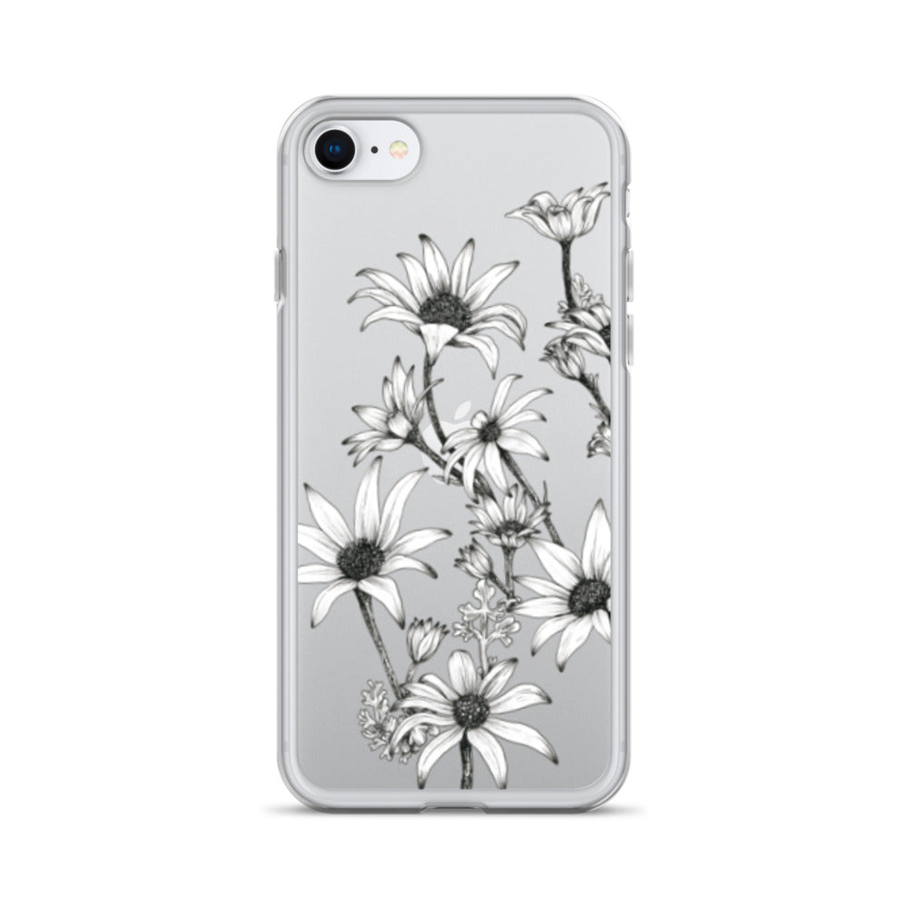 Clear Case for iPhone® X/11/12 Flannel Flower White