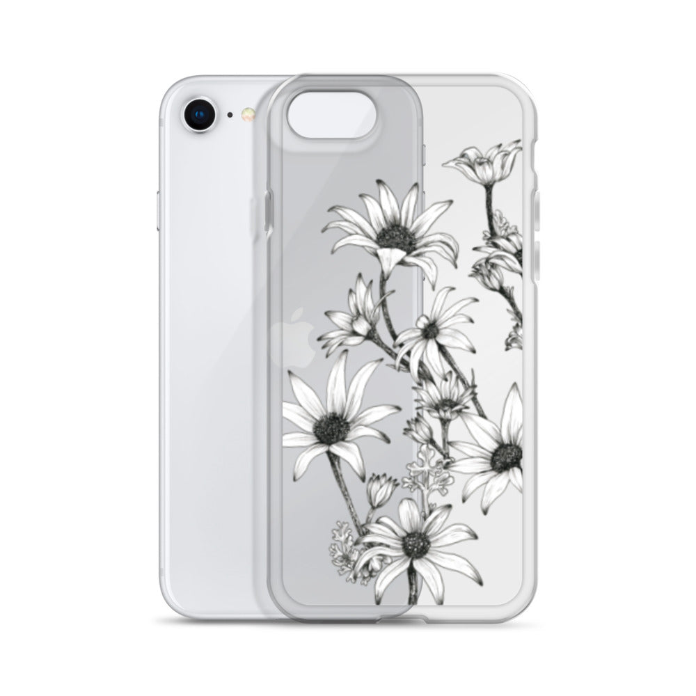 Clear Case for iPhone® X/11/12 Flannel Flower White