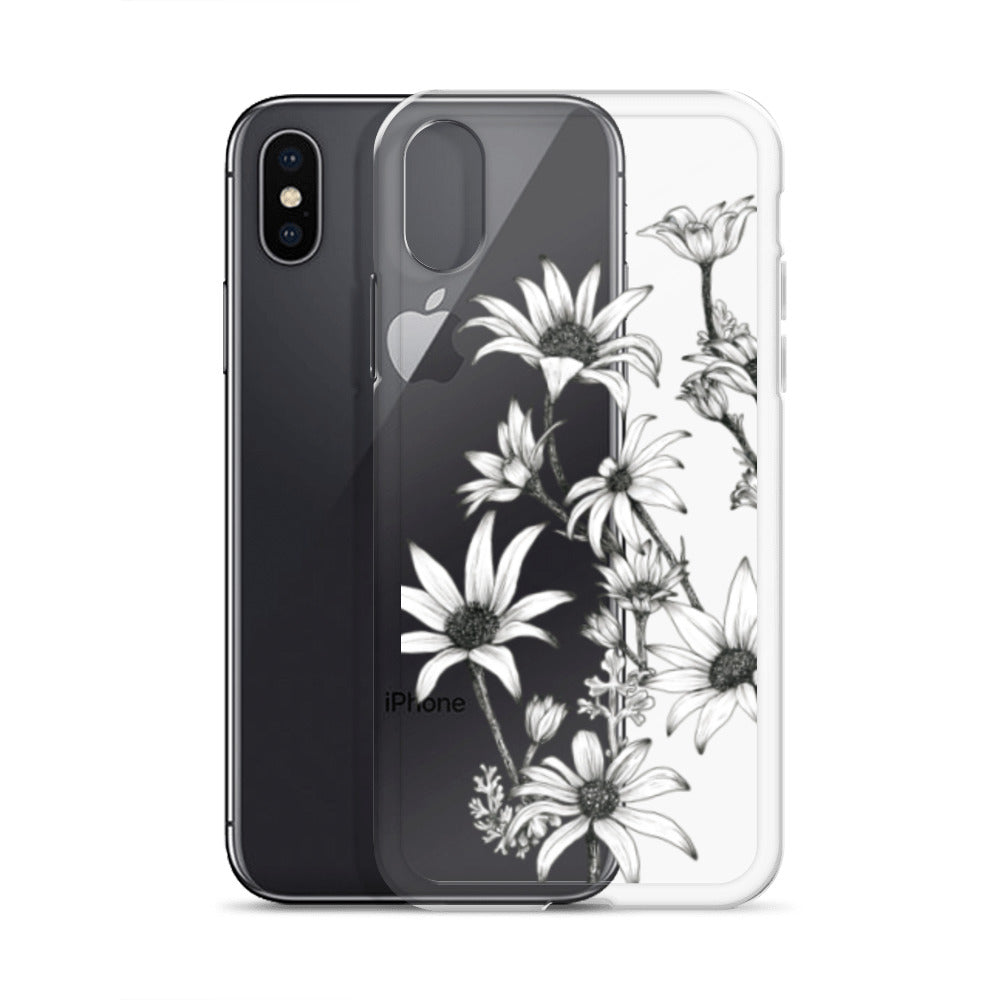 Clear Case for iPhone® X/11/12 Flannel Flower White
