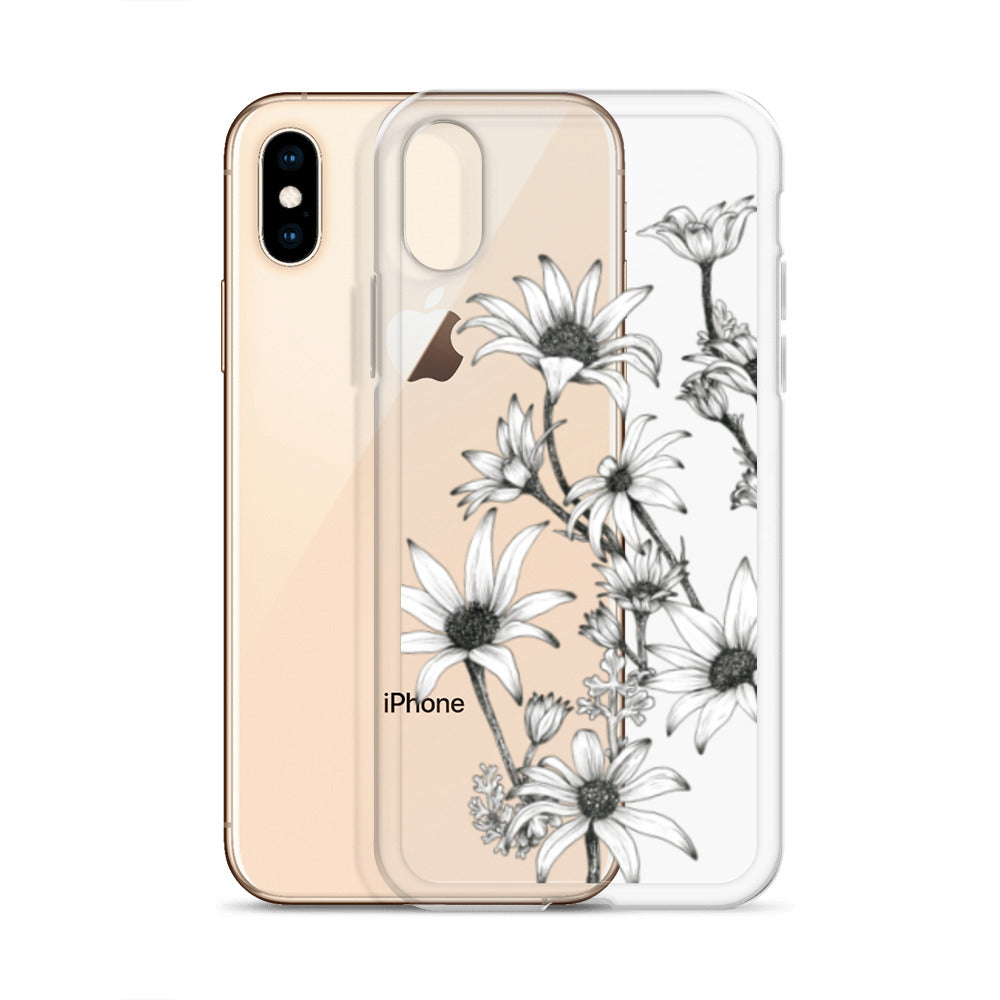 Clear Case for iPhone® X/11/12 Flannel Flower White