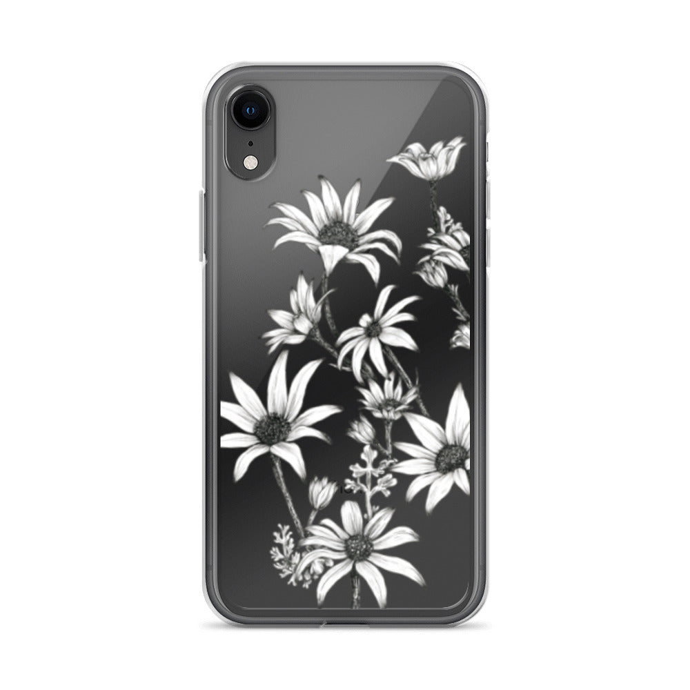 Clear Case for iPhone® X/11/12 Flannel Flower White