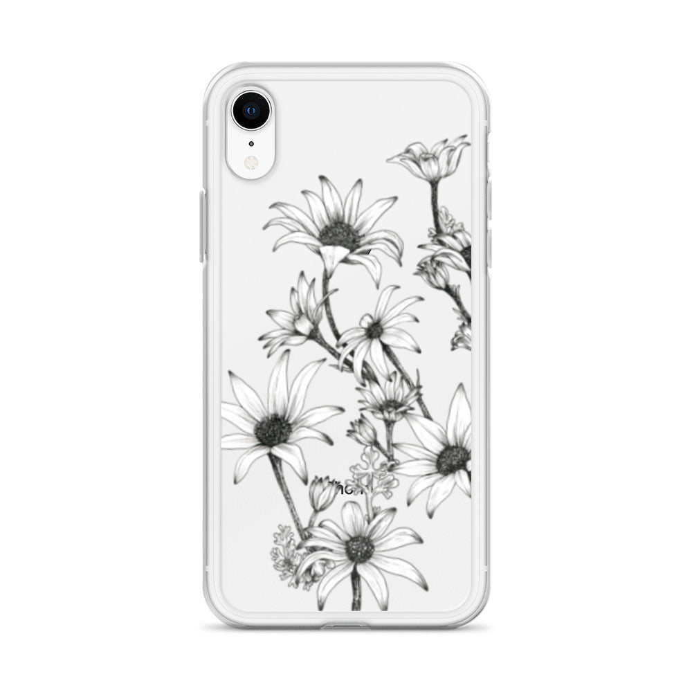 Clear Case for iPhone® X/11/12 Flannel Flower White