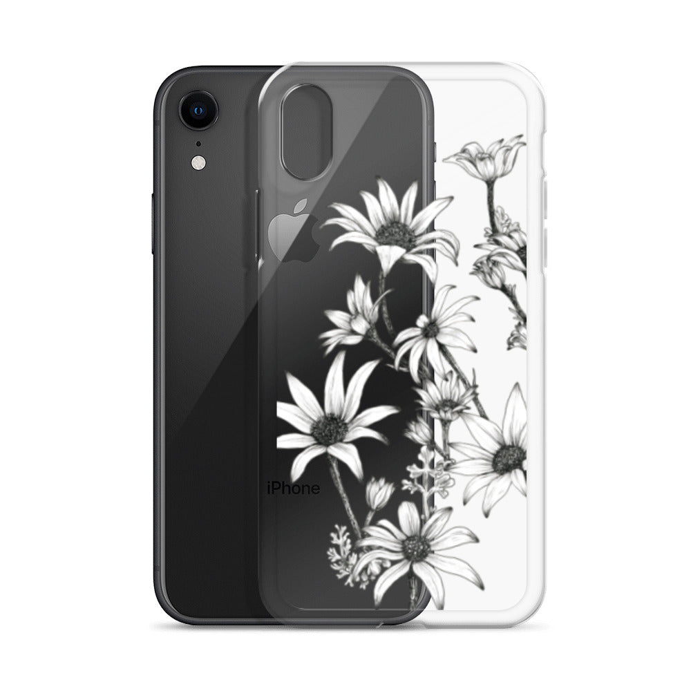Clear Case for iPhone® X/11/12 Flannel Flower White