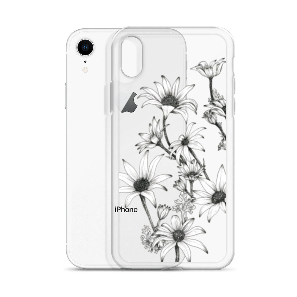 Clear Case for iPhone® X/11/12 Flannel Flower White