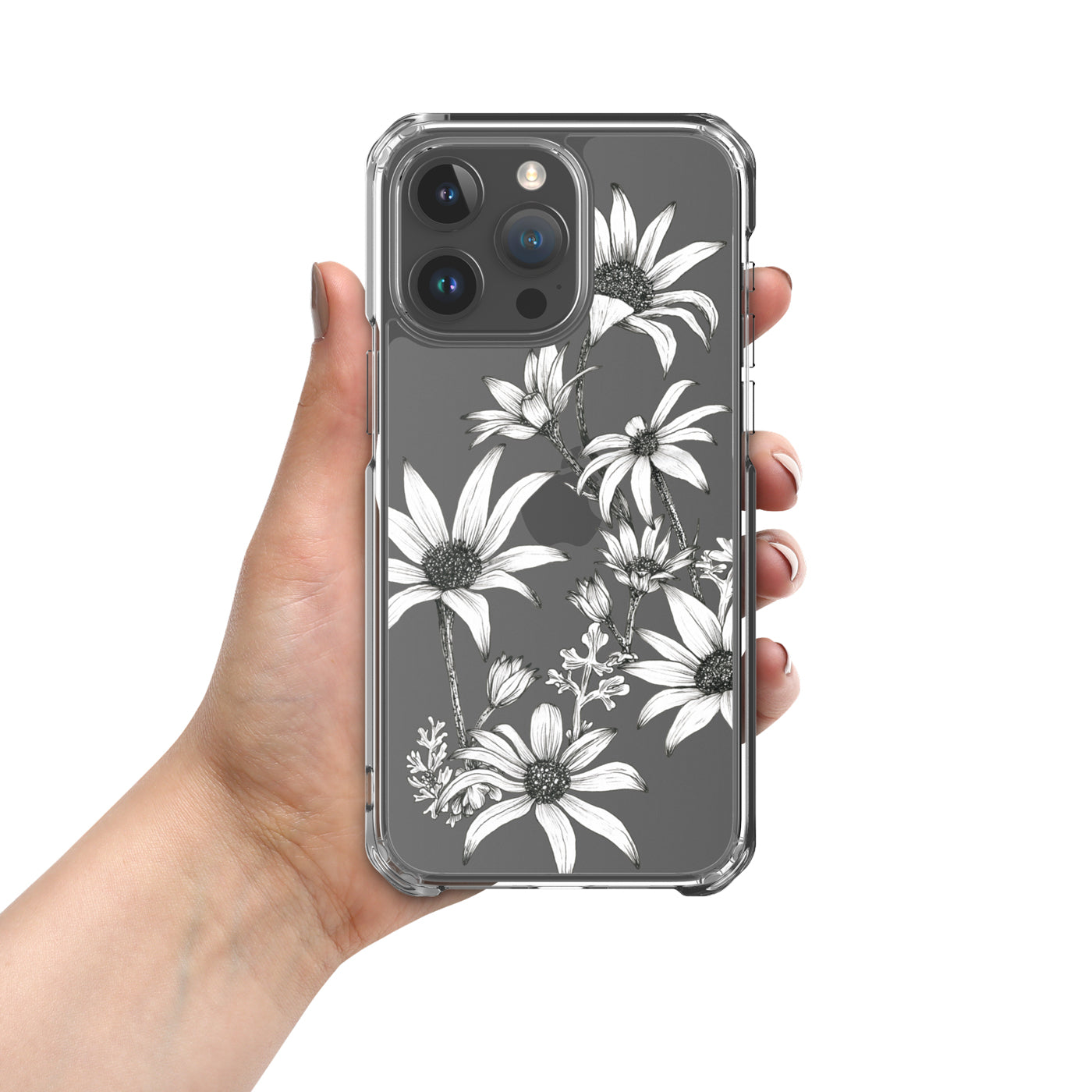 Clear Case for iPhone® 13/14/15 Flannel Flowers