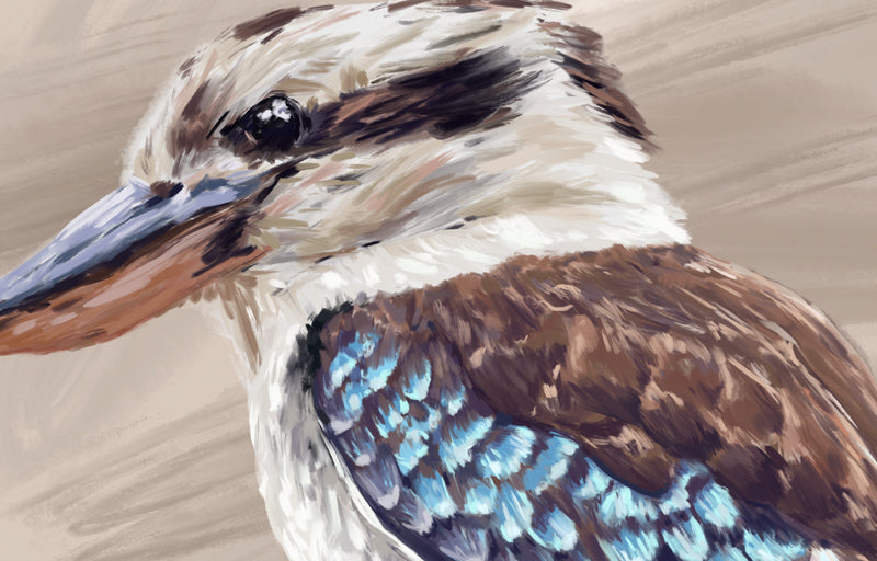 Blue Winged Kookaburra | Australian Bird Art | Native Wildlife Art Print Artwork Frianki