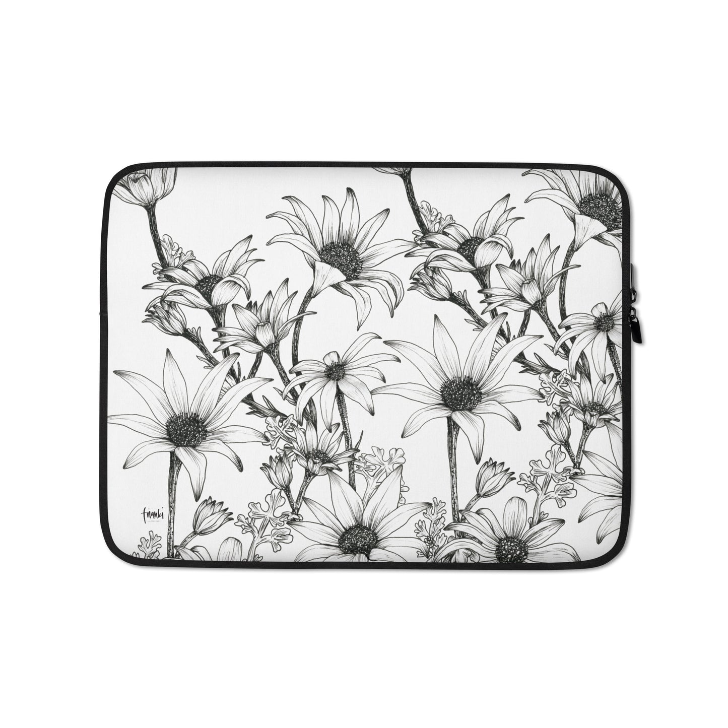 Laptop Sleeve Flannel Flower White