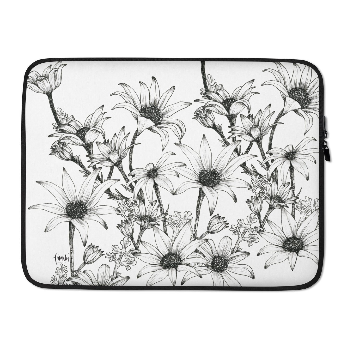 Laptop Sleeve Flannel Flower White