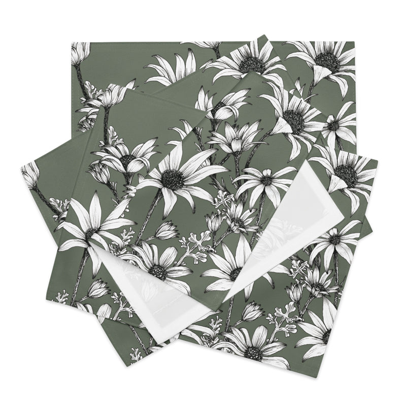 Fabric Placemat Set | Flannel Flowers Design