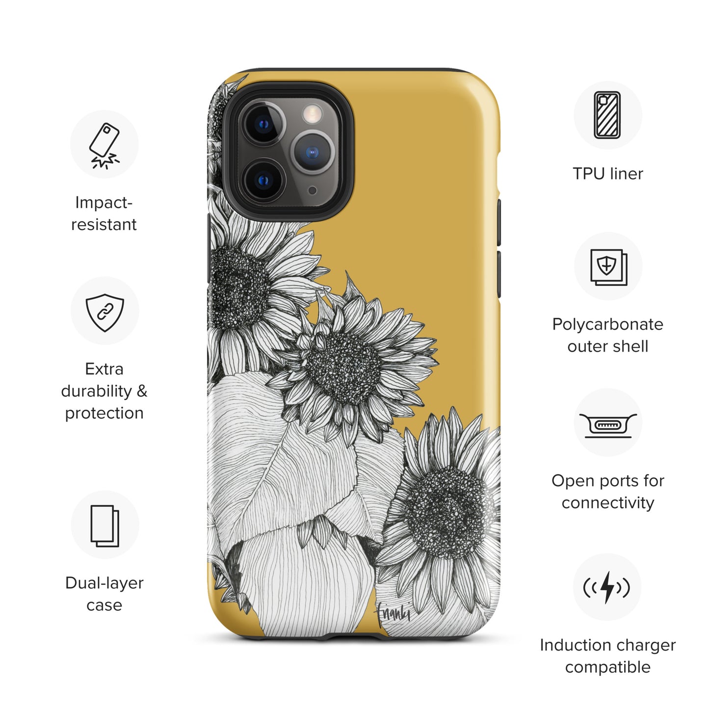 Tough Case for iPhone® Sunflowers Oblique on Mustard