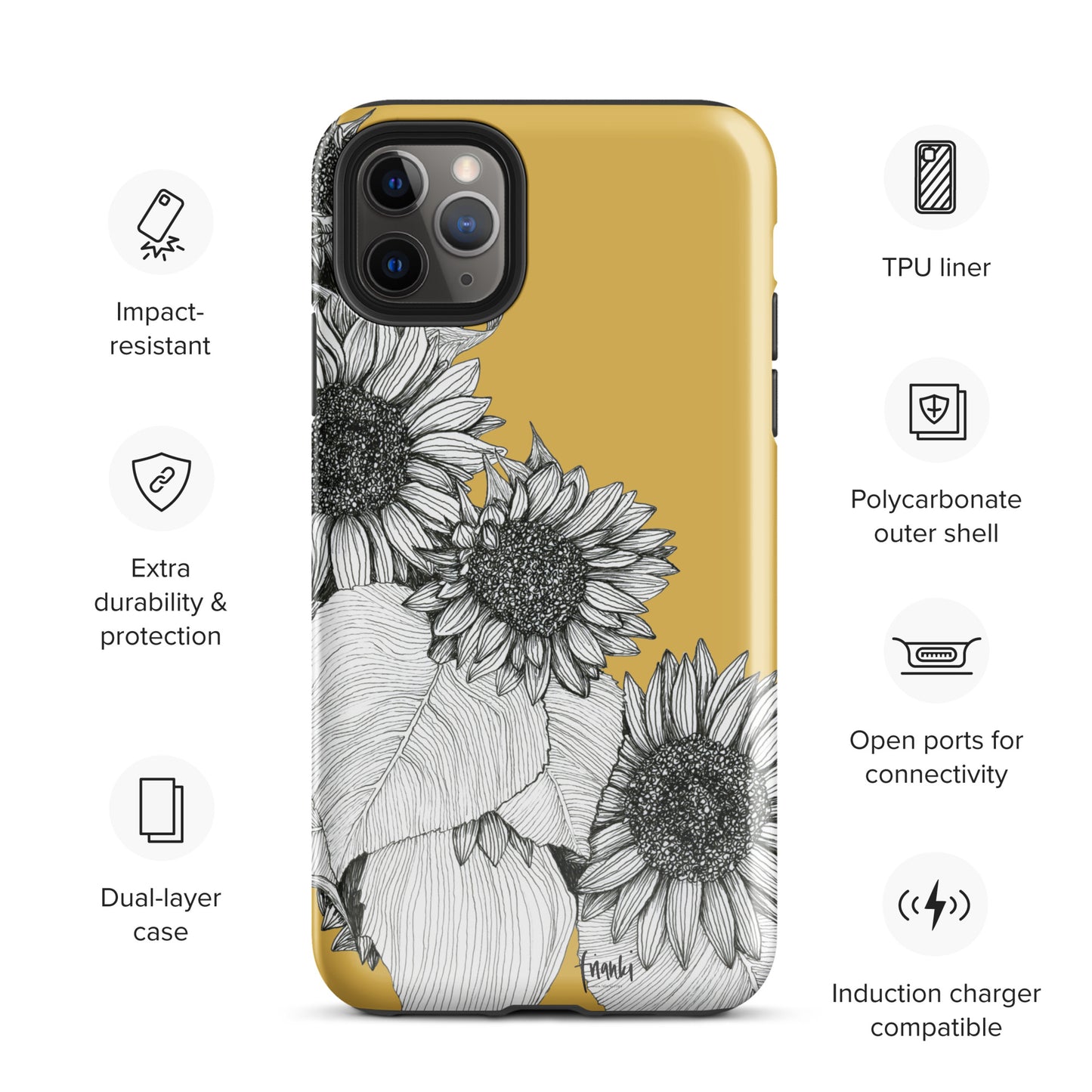 Tough Case for iPhone® Sunflowers Oblique on Mustard