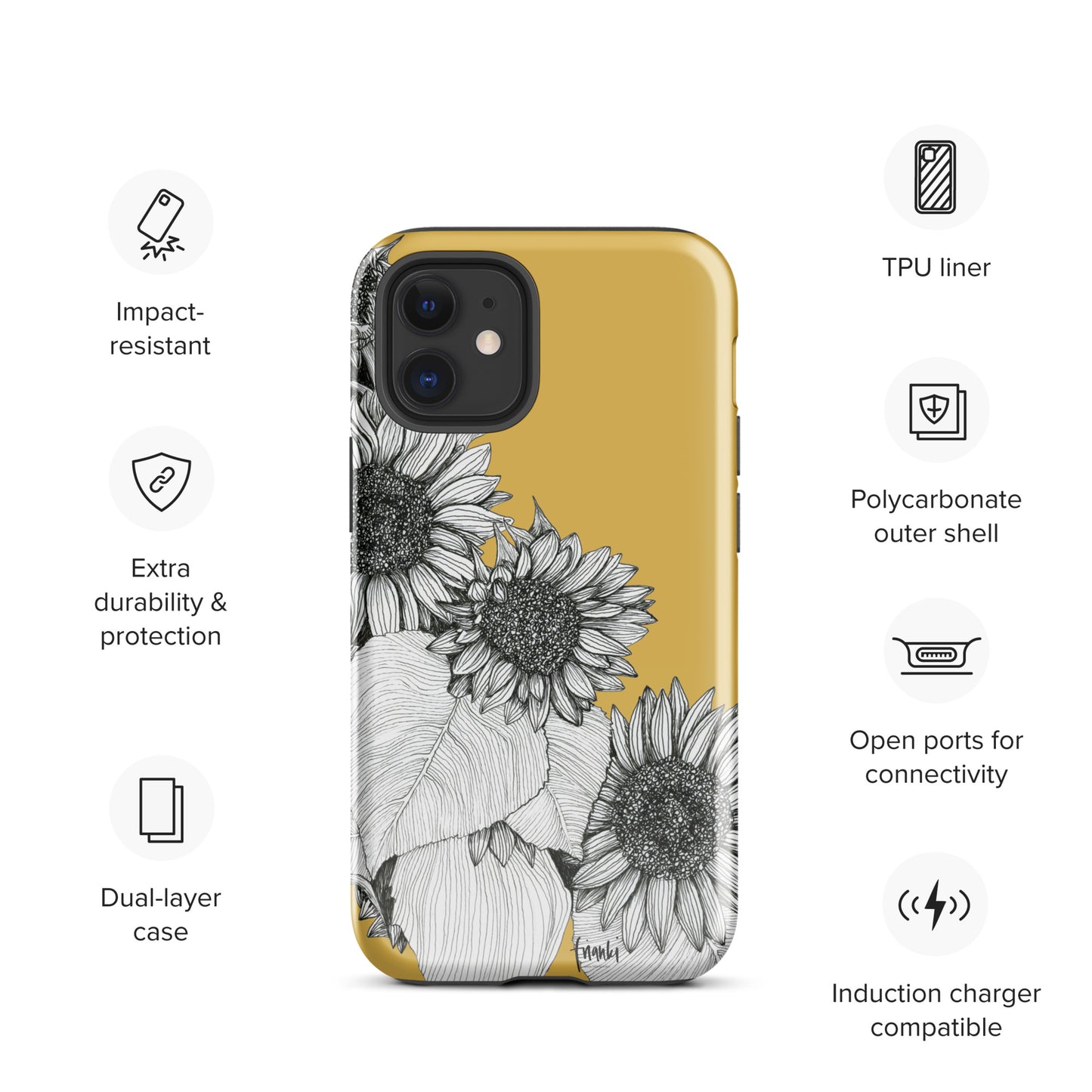 Tough Case for iPhone® Sunflowers Oblique on Mustard