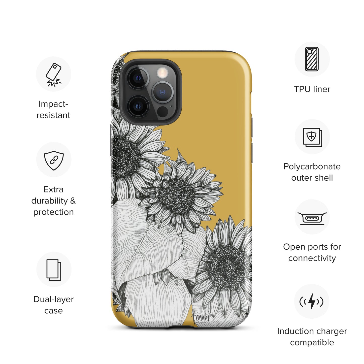 Tough Case for iPhone® Sunflowers Oblique on Mustard