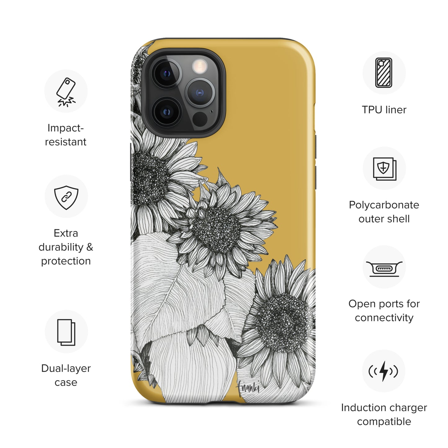 Tough Case for iPhone® Sunflowers Oblique on Mustard