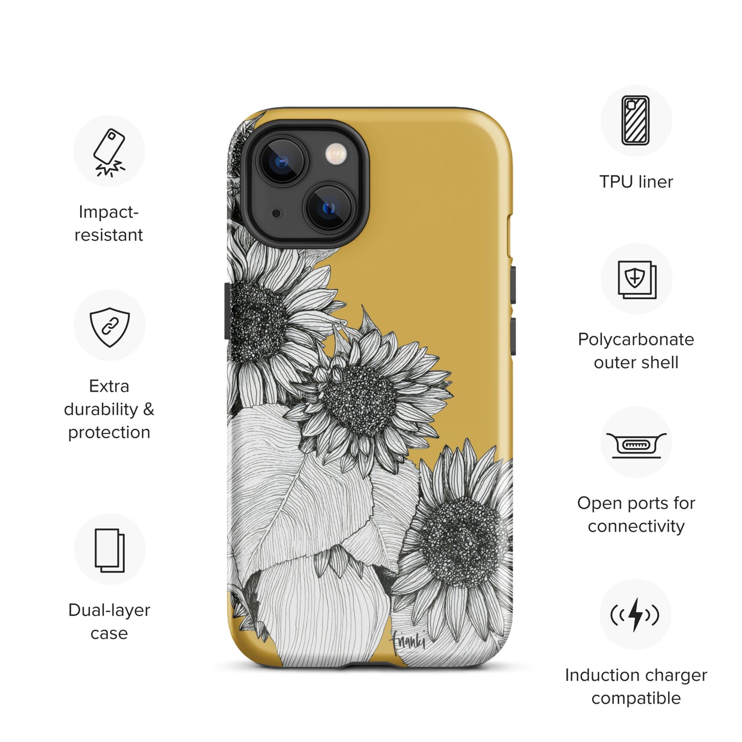 Tough Case for iPhone® Sunflowers Oblique on Mustard