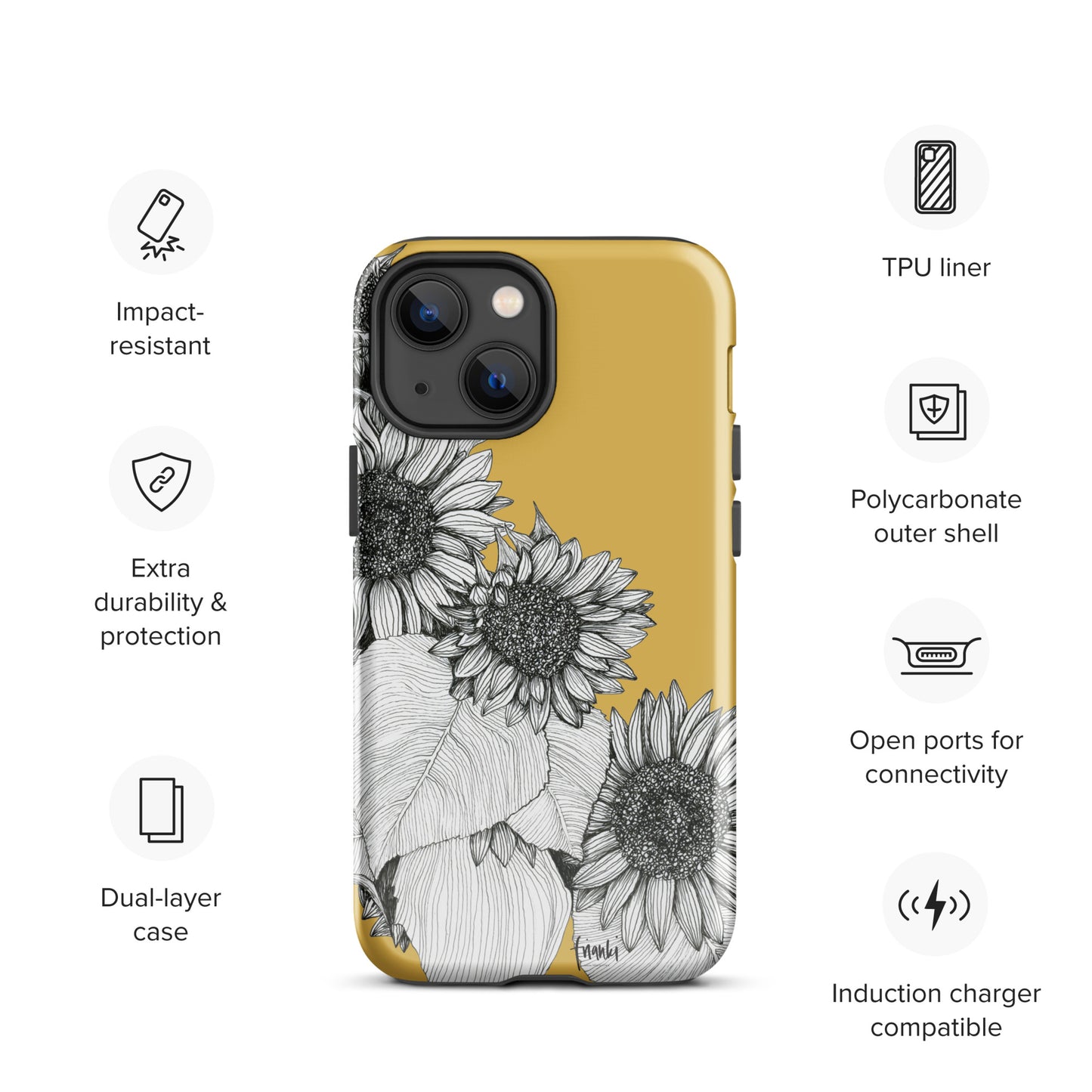 Tough Case for iPhone® Sunflowers Oblique on Mustard