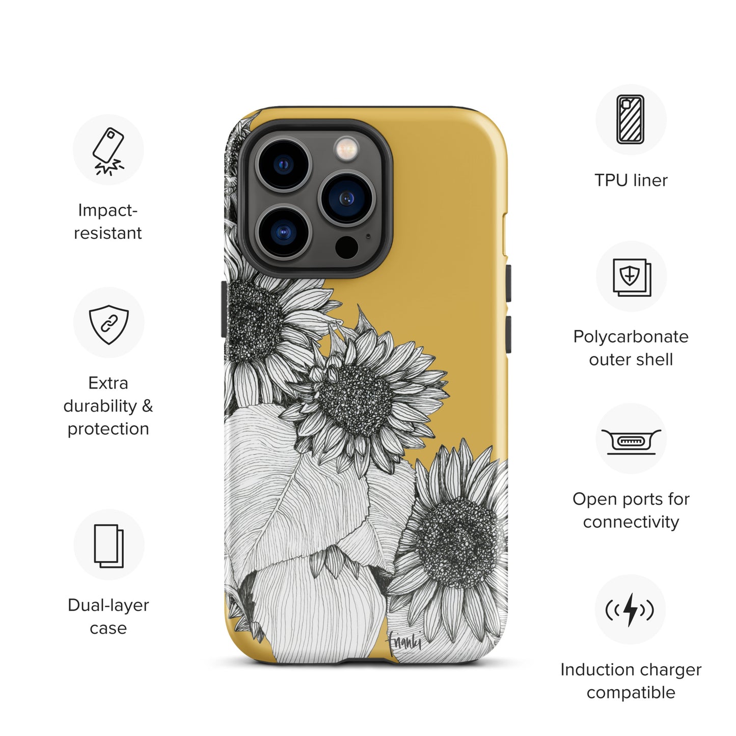 Tough Case for iPhone® Sunflowers Oblique on Mustard