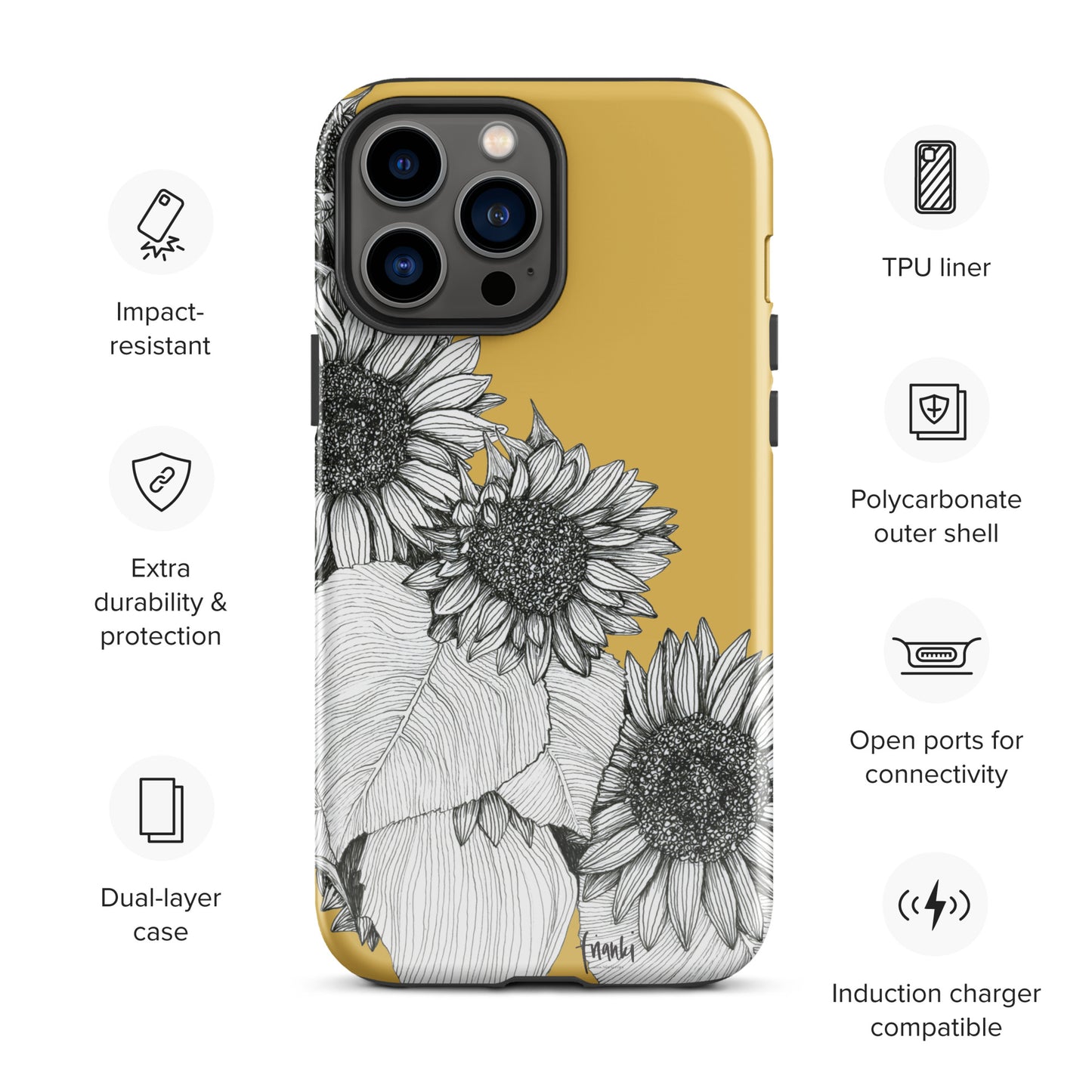 Tough Case for iPhone® Sunflowers Oblique on Mustard