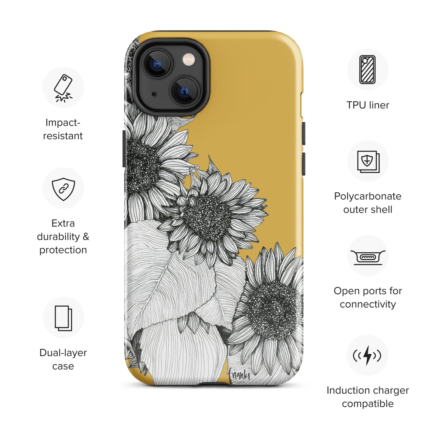 Tough Case for iPhone® Sunflowers Oblique on Mustard